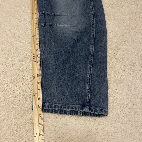 Barrel Leg Jeans PANTS  Womens Size S 29"W 24.5"L‎ Blue Cotton Blend SEAM DETAIL - Picture 3 of 16
